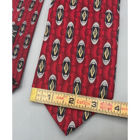 Vtg J Z Richards All Silk Red Necktie With Diamond Pattern - Picture 3 of 4